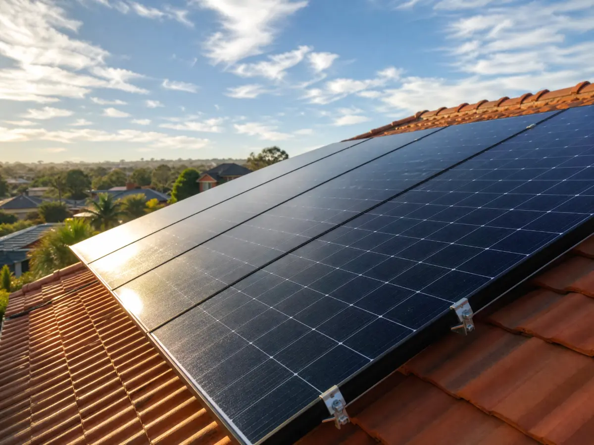 Solar panels installed on a tiled roof